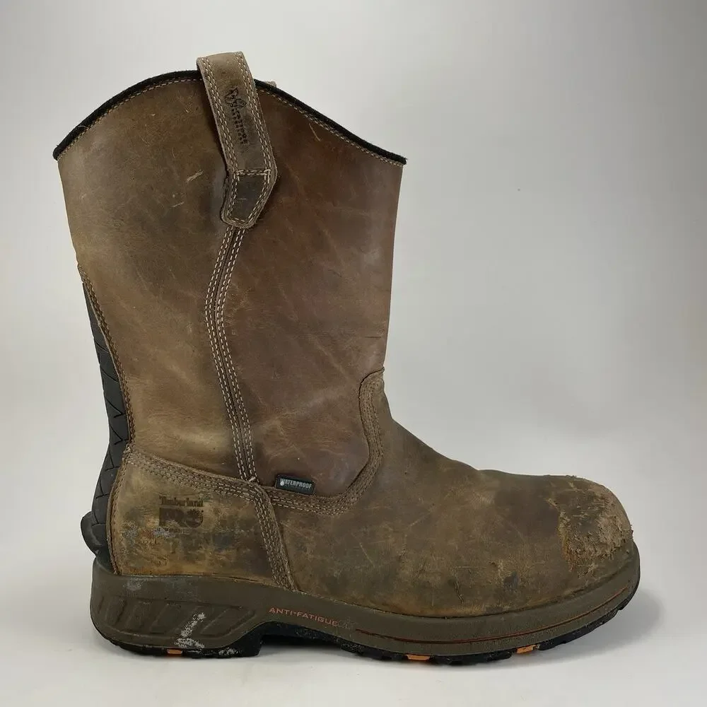 Timberland PRO Helix HD Mens Boots Size 12 Wide Comp Toe Brown Waterproof A1XFX